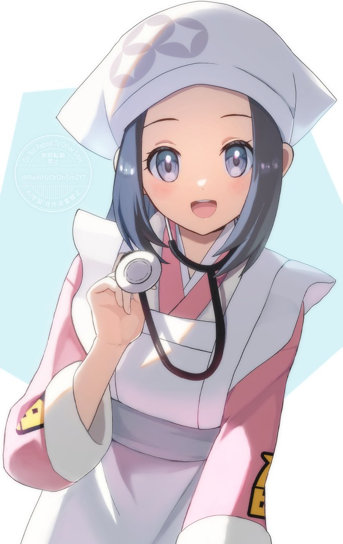 1girl, akari_(pokemon), ako_(rawhji0rdbsmzf7), apron, black_hair, blush, cosplay, eyelashes