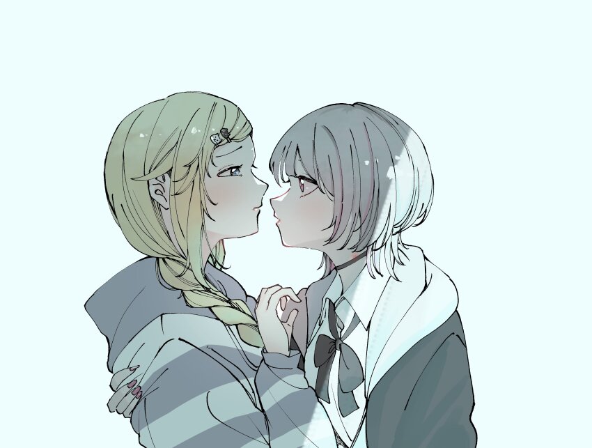 2girls, absurdres, aizawa_ema, aizawa_ema_(4th_costume), asumi_sena, asumi_sena_(4th_costume), black_bow, black_bowtie