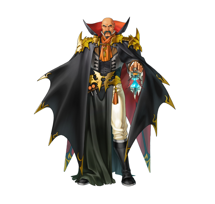 1boy, absurdres, bald, black_boots, boots, collared_cape, commentary_request, dark-skinned_male