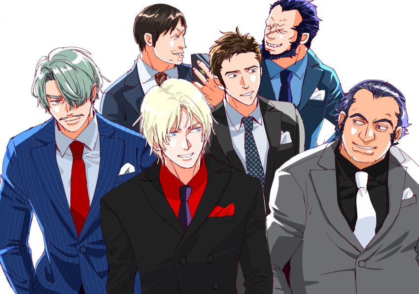 6+boys, beard, belt, black_eyes, black_hair, blue_eyes, brown_hair, challia_bull