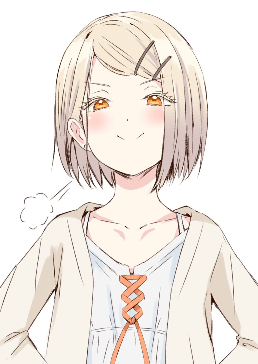 1girl, alternate_hair_length, alternate_hairstyle, blonde_hair, blush, camisole, flat_chest, gakuen_idolmaster