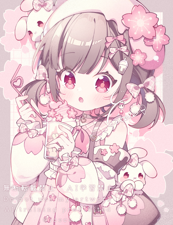 1girl, :o, bag, bare_shoulders, blunt_bangs, blush, brown_choker, brown_hair