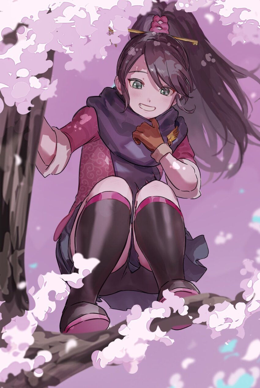 1girl, ace_attorney, ace_attorney_investigations, black_boots, black_hair, black_shorts, blue_scarf, boots
