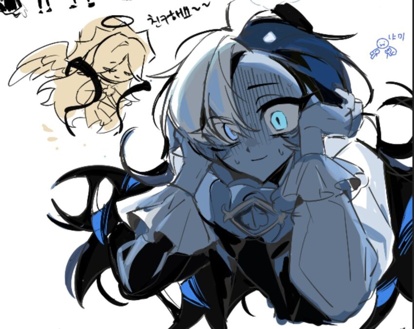 2boys, blue_eyes, blue_skin, brooch, colored_skin, cookie_run, cookie_run:_kingdom, jewelry