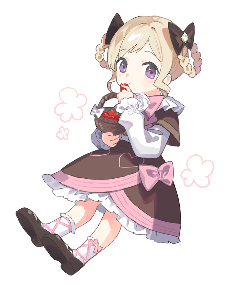 1girl, aged_down, black_ribbon, blonde_hair, braid, child, dress, elise_(fire_emblem)