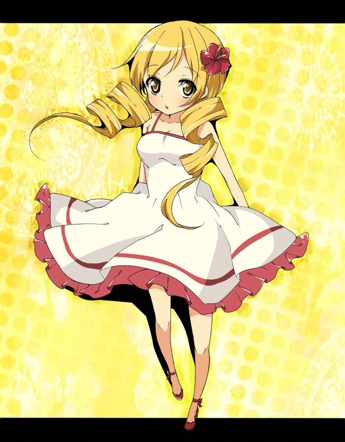 10s, 1girl, bad_id, bad_pixiv_id, blonde_hair, dress, drill_hair, female_focus