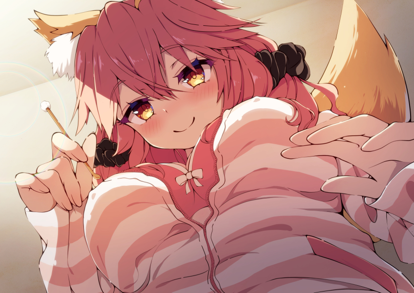 1girl, animal_ear_fluff, animal_ears, blush, breasts, fate/extra, fate_(series), fox_ears