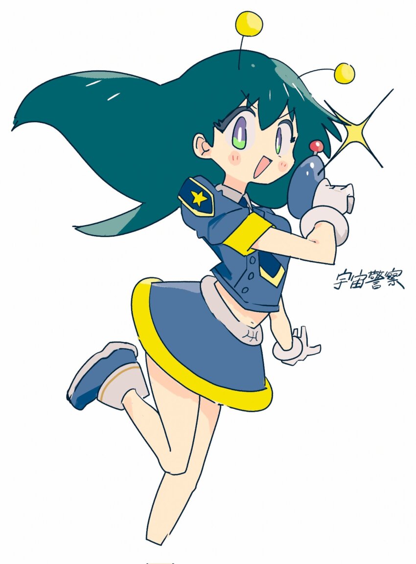 1girl, ahoge, blue_hair, blush, food, full_body, gloves, heart