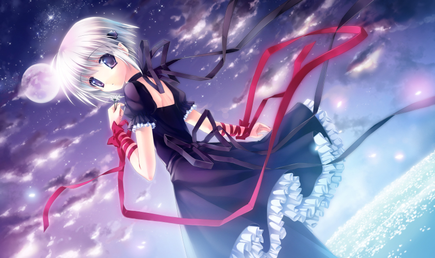 10s, 1girl, arm_ribbon, bad_id, bad_pixiv_id, black_dress, black_pantyhose, choker