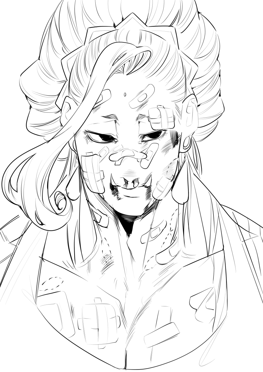 1boy, absurdres, bandaid, bandaid_on_cheek, bandaid_on_chest, bandaid_on_face, bandaid_on_neck, bindi