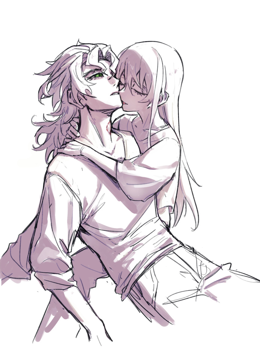 2boys, archer_(fate/samurai_remnant), bite_mark, bite_mark_on_neck, chenchenchen598, closed_eyes, fate/samurai_remnant, fate_(series)