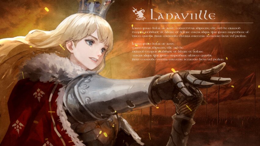 1girl, armor, army, blonde_hair, blue_eyes, breastplate, cape, character_name