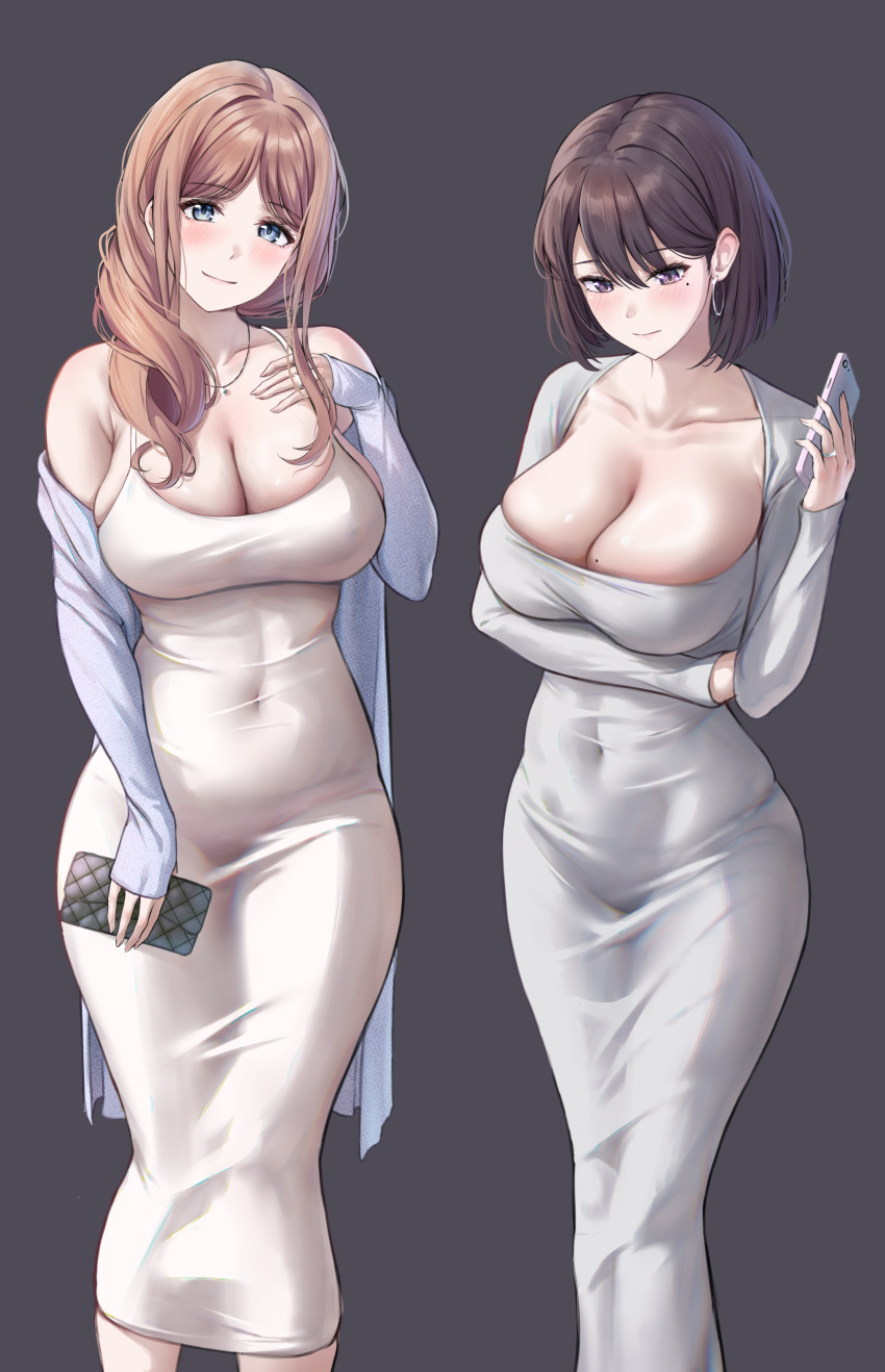 2girls, absurdres, arm_under_breasts, bag, bang_dream!, bang_dream!_it's_mygo!!!!!, blue_eyes, blush