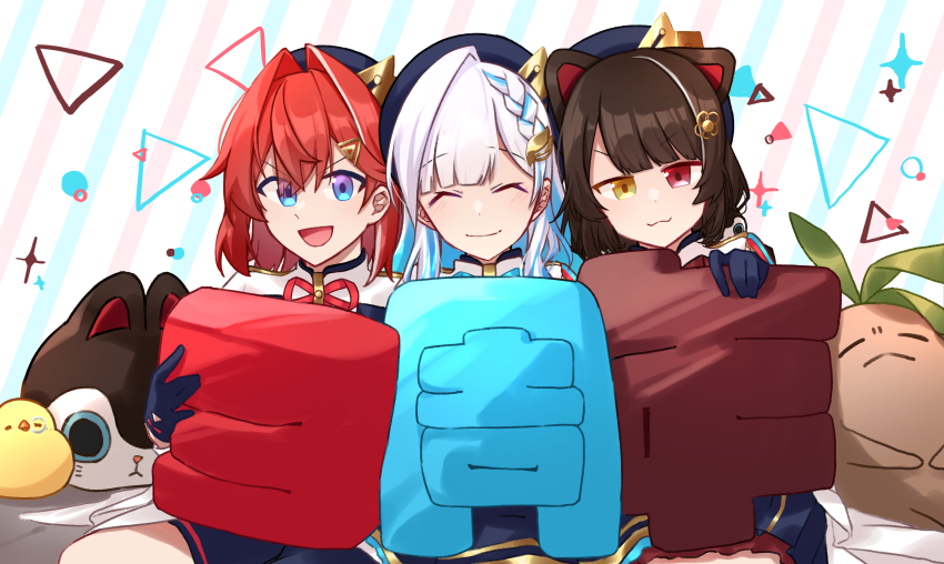 3girls, :3, :d, ^_^, absurdres, ange_katrina, animal_ears, banken_(inui_toko)