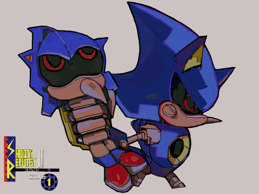 1boy, artist_name, black_sclera, bonelessbastion, bootleg_metal_sonic_plush, character_doll, clenched_hand, colored_sclera