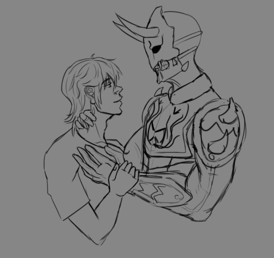 2boys, armor, hand_on_another's_neck, holding_wrist, kamen_rider, kamen_rider_den-o_(series), looking_at_another, lordreptah