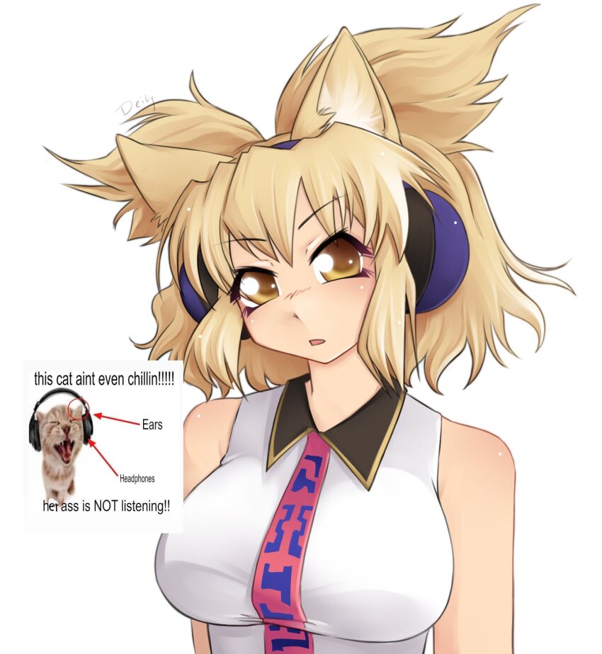 1girl, animal_ears, breasts, brown_eyes, brown_hair, cat_ears, commentary, deily