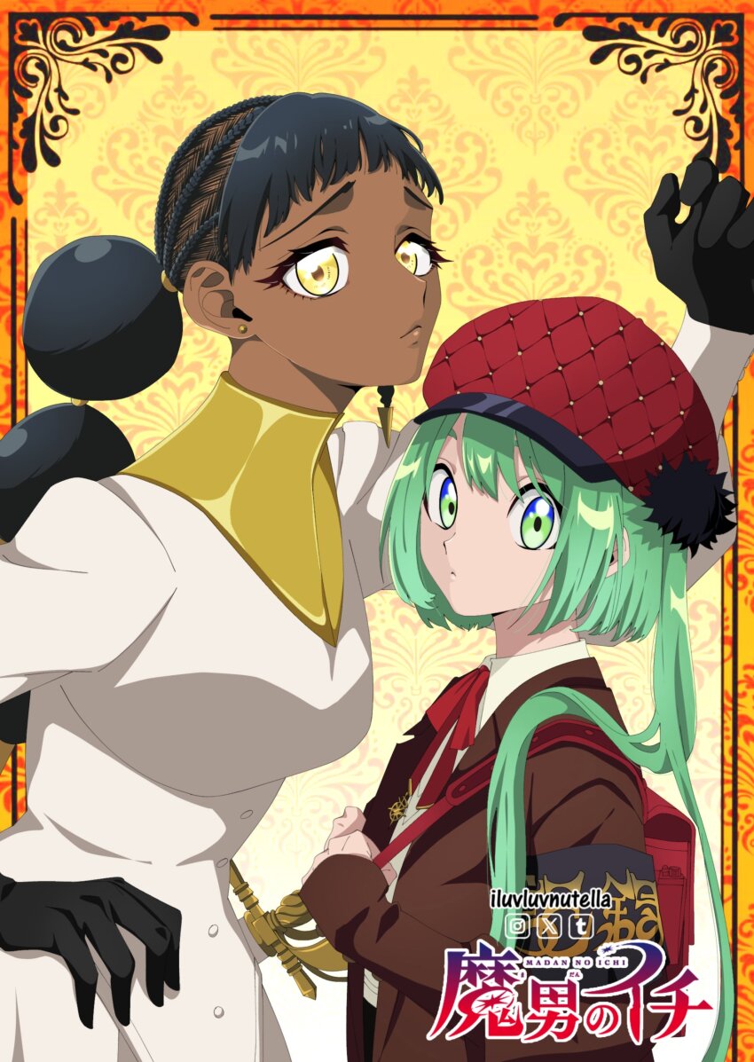 absurdres, black_hair, colorized, dark-skinned_female, dark_skin, desscaras, earrings, gloves