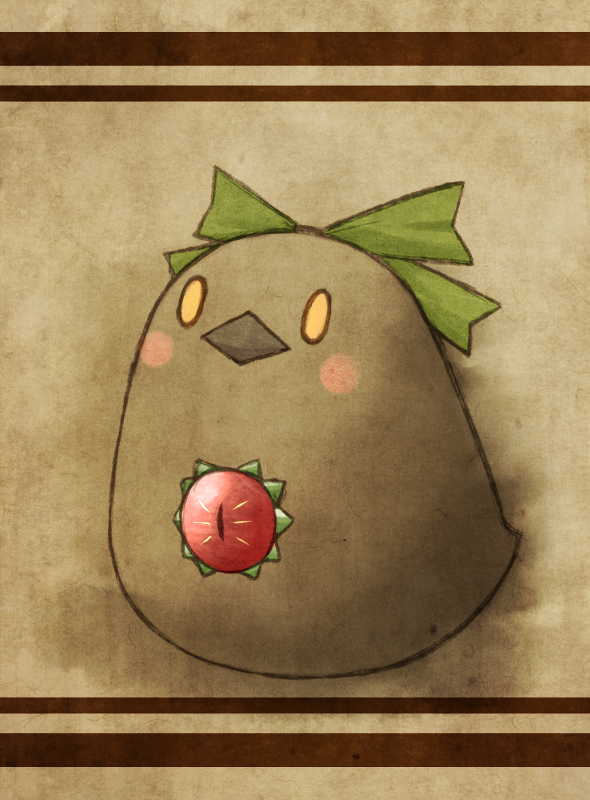 akihiyo, animal_focus, beak, bird, blush_stickers, bow, female_focus, grey_beak