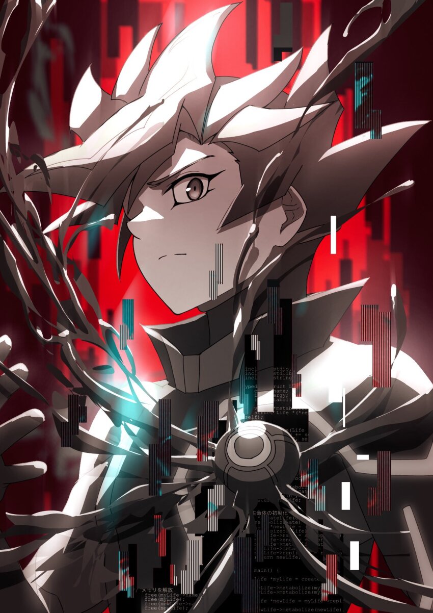 1boy, alternate_form, arms_at_sides, artificial_tentacles, atltax_00, black_bodysuit, black_liquid, bodysuit