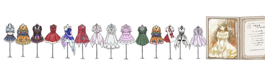 1girl, aurora_flower_(love_live!), bare_shoulders, black_dress, blue_dress, blue_skirt, brown_hair, clothing_cutout