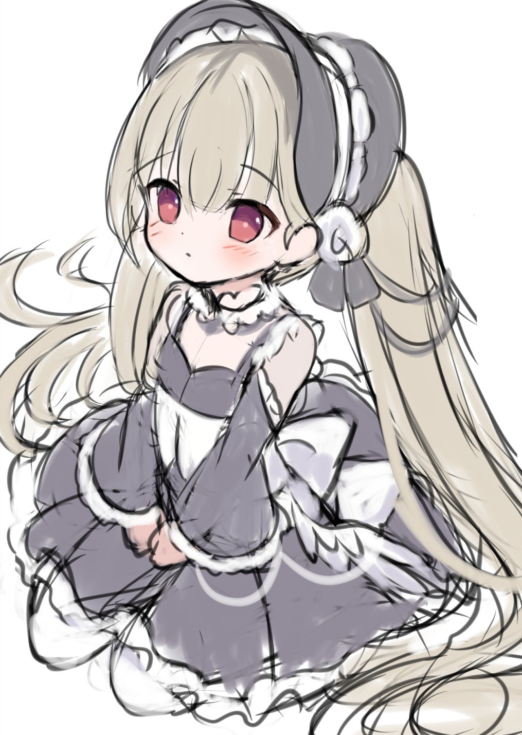 1girl, azur_lane, black_dress, blush, dress, formidable_(azur_lane), frilled_dress, frills