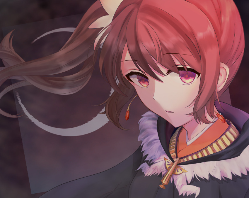 1girl, black_cloak, brown_hair, cloak, feather_(magia_record), highres, hood, hood_down