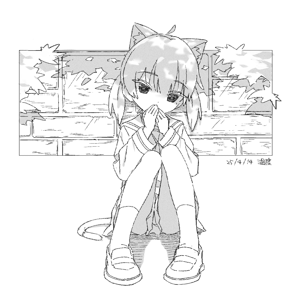 1girl, animal_ear_fluff, animal_ears, blush, cat_ears, cat_tail, closed_mouth, covered_mouth