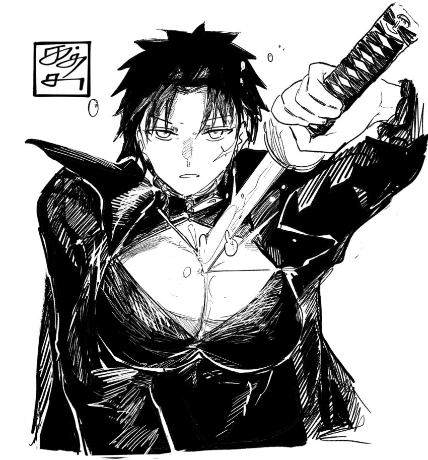 1girl, breasts, drawing_sword, genderswap, genderswap_(mtf), highres, holding, holding_sword