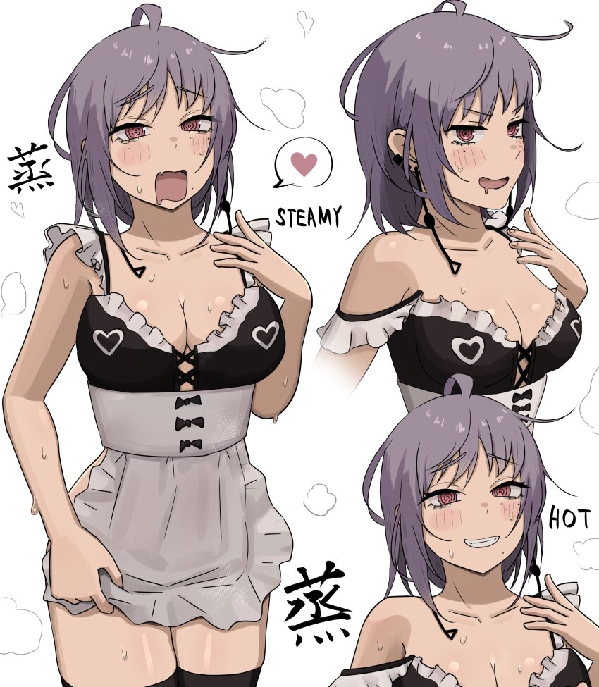 1girl, absurdres, aguxxxuu, apron, bikini, black_bikini, black_thighhighs, chainsaw_man