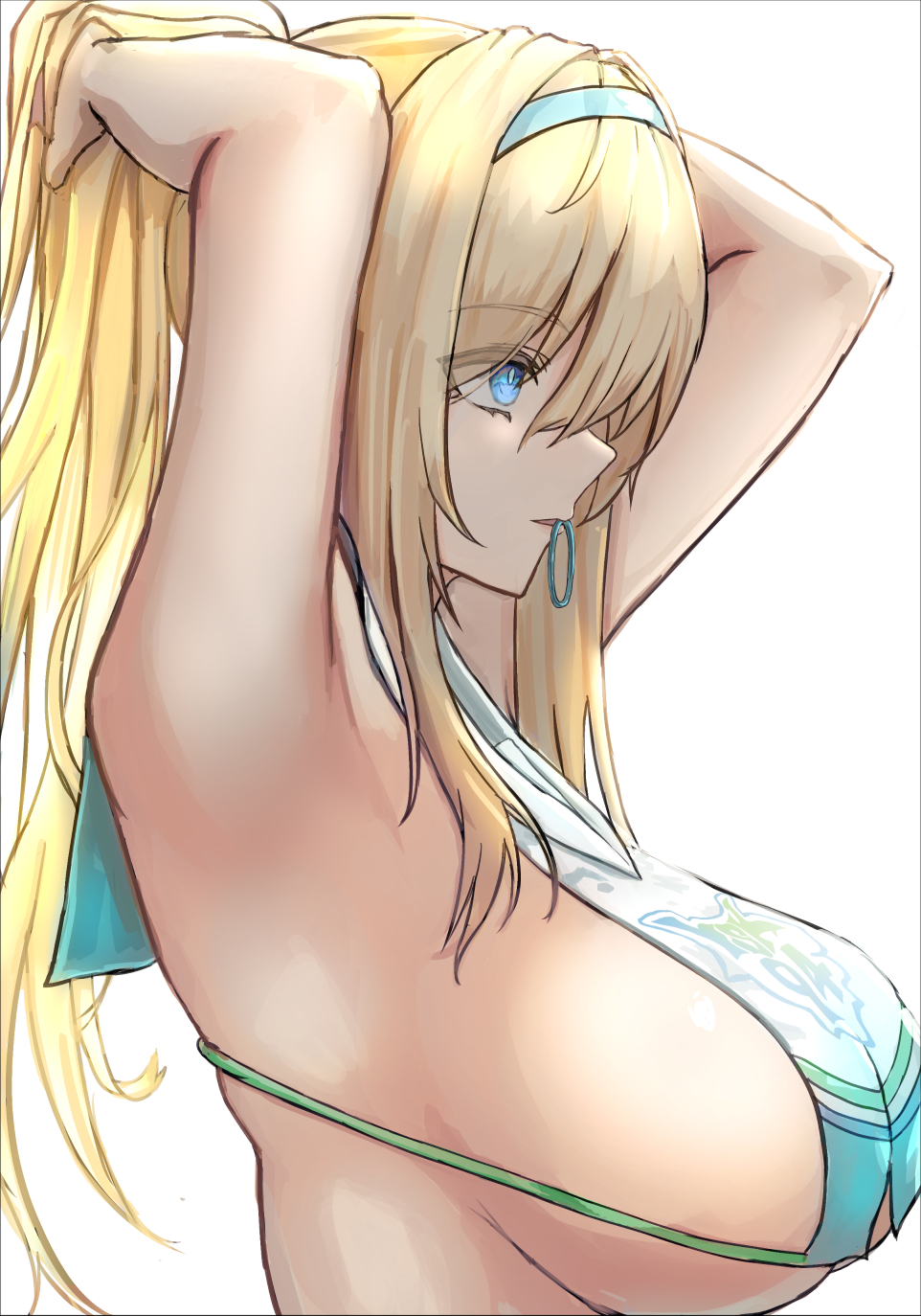 1girl, alternate_breast_size, alternate_costume, blue_hairband, breasts, cosplay, girls'_frontline, girls'_frontline_2:_exilium