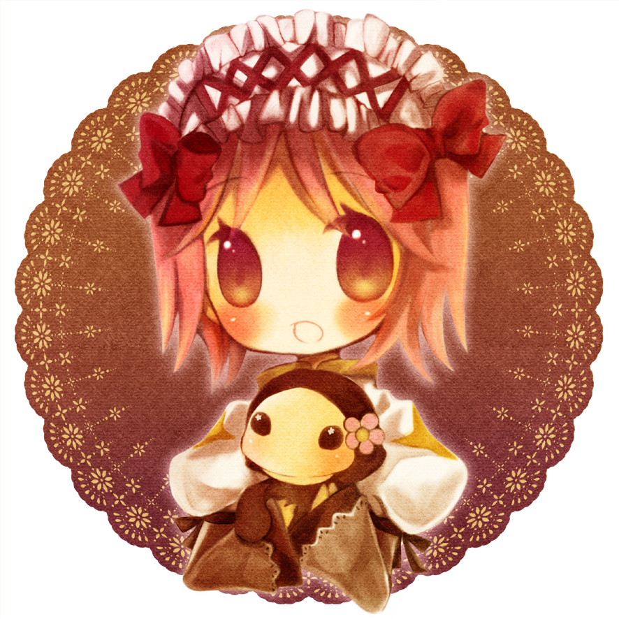 1girl, arch_bishop_(ragnarok_online), blush, bow, brown_dress, brown_eyes, commentary_request, dolor_of_thanatos