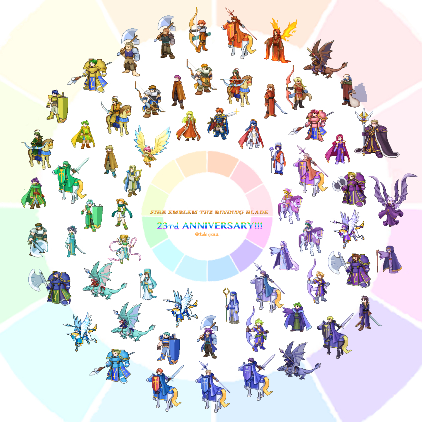 6+boys, 6+girls, alen_(fire_emblem), anniversary, armor, astolfo_(fire_emblem), axe, bald