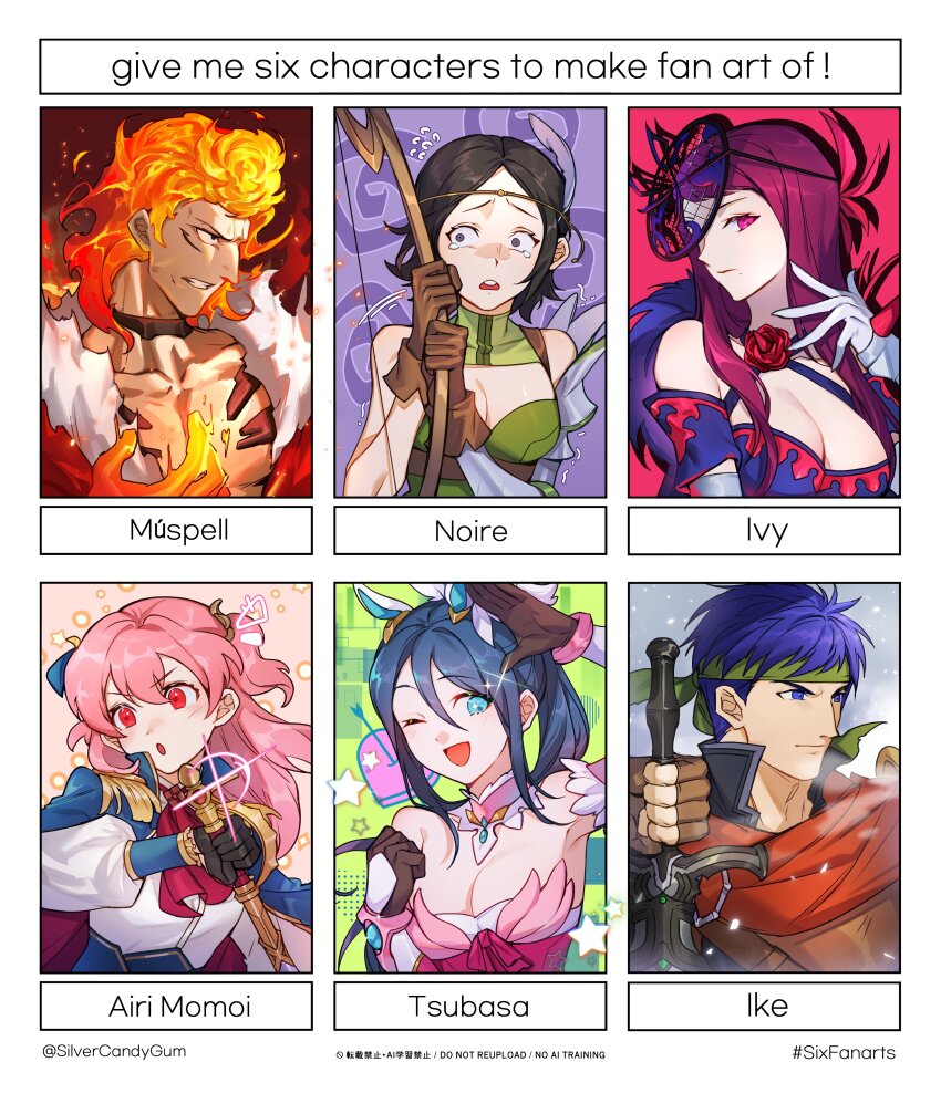 2boys, 4girls, :o, ;d, absurdres, armpits, ascot, bare_shoulders