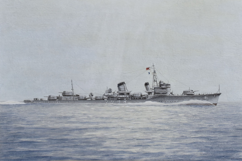 acrylic_paint_(medium), atelier_bono, cannon, cloud, cloudy_sky, flag, grey_sky, gunboat