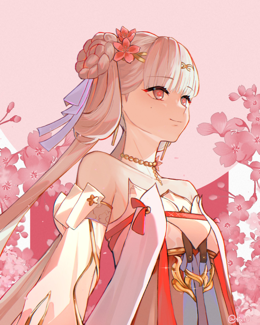 1girl, bare_shoulders, breasts, chinese_clothes, closed_mouth, commentary, commission, detached_sleeves