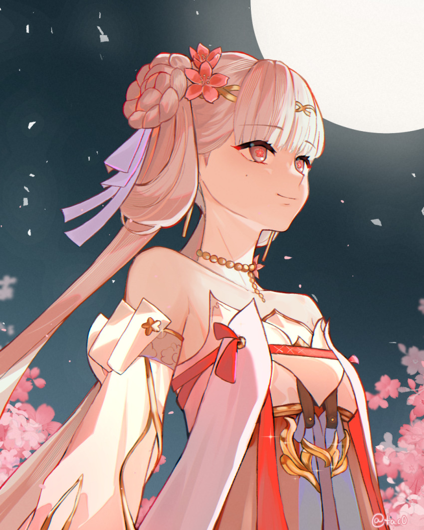 1girl, bare_shoulders, breasts, chinese_clothes, closed_mouth, commentary, commission, detached_sleeves