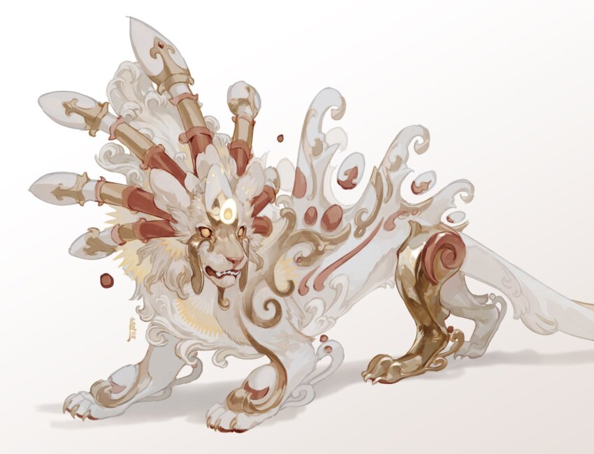 animal_focus, full_body, highres, lion, looking_at_viewer, microw, monster, no_humans