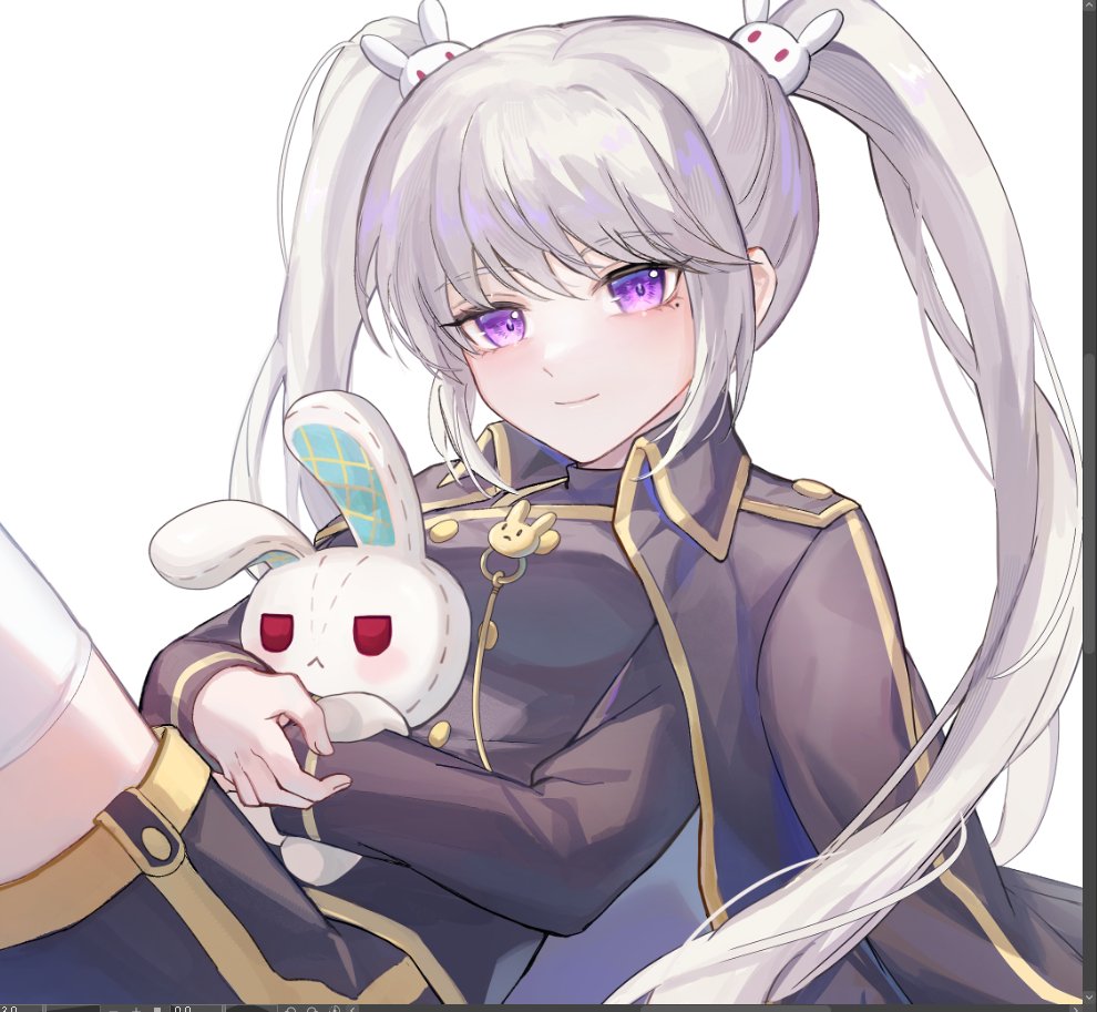 1girl, breasts, buttons, cape, double-breasted, grey_hair, hair_ornament, hashtag-only_commentary