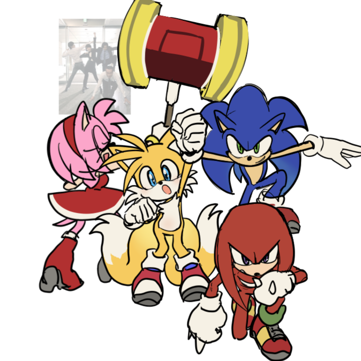 amy_rose, blonde_hair, blue_fur, blue_hair, blush, boots, dochisukiovo, dress