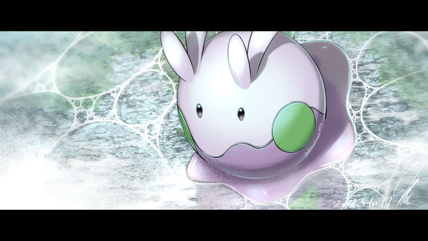 absurdres, antennae, bubble, colored_skin, dated, gen_6_pokemon, glowing, goomy