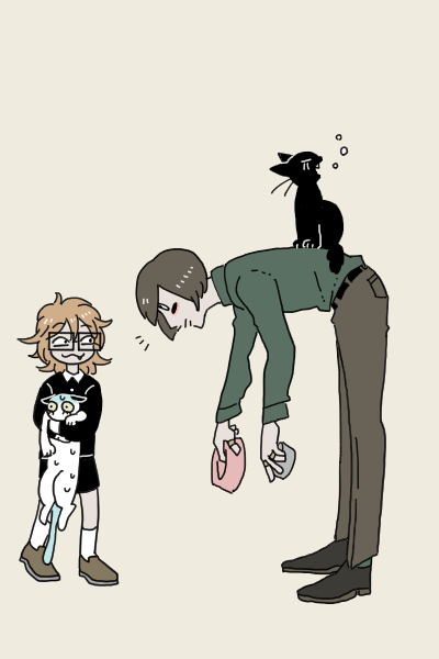 2boys, aged_down, akaiti, animal, animal_on_back, animalization, bent_over, bowl