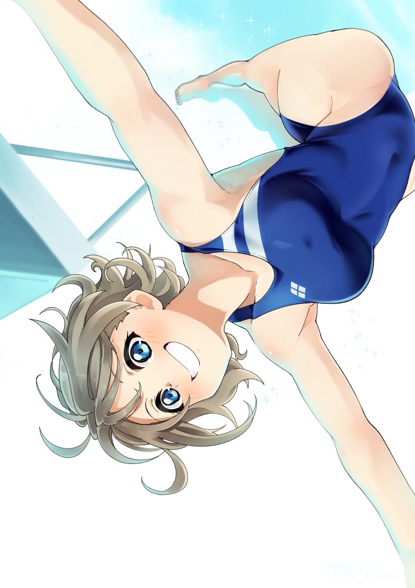1girl, abs, absurdres, akira_hjk, armpits, ass, athletic_leotard, barefoot