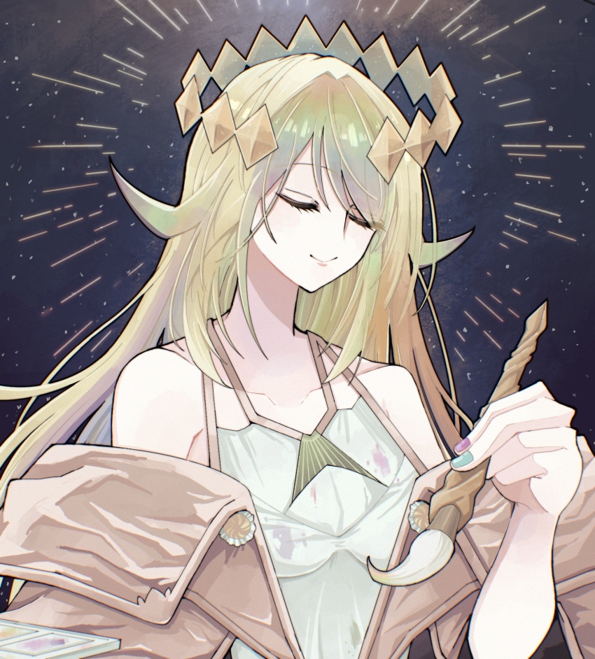 1girl, bare_shoulders, breasts, closed_eyes, closed_mouth, collarbone, duel_monster, highres