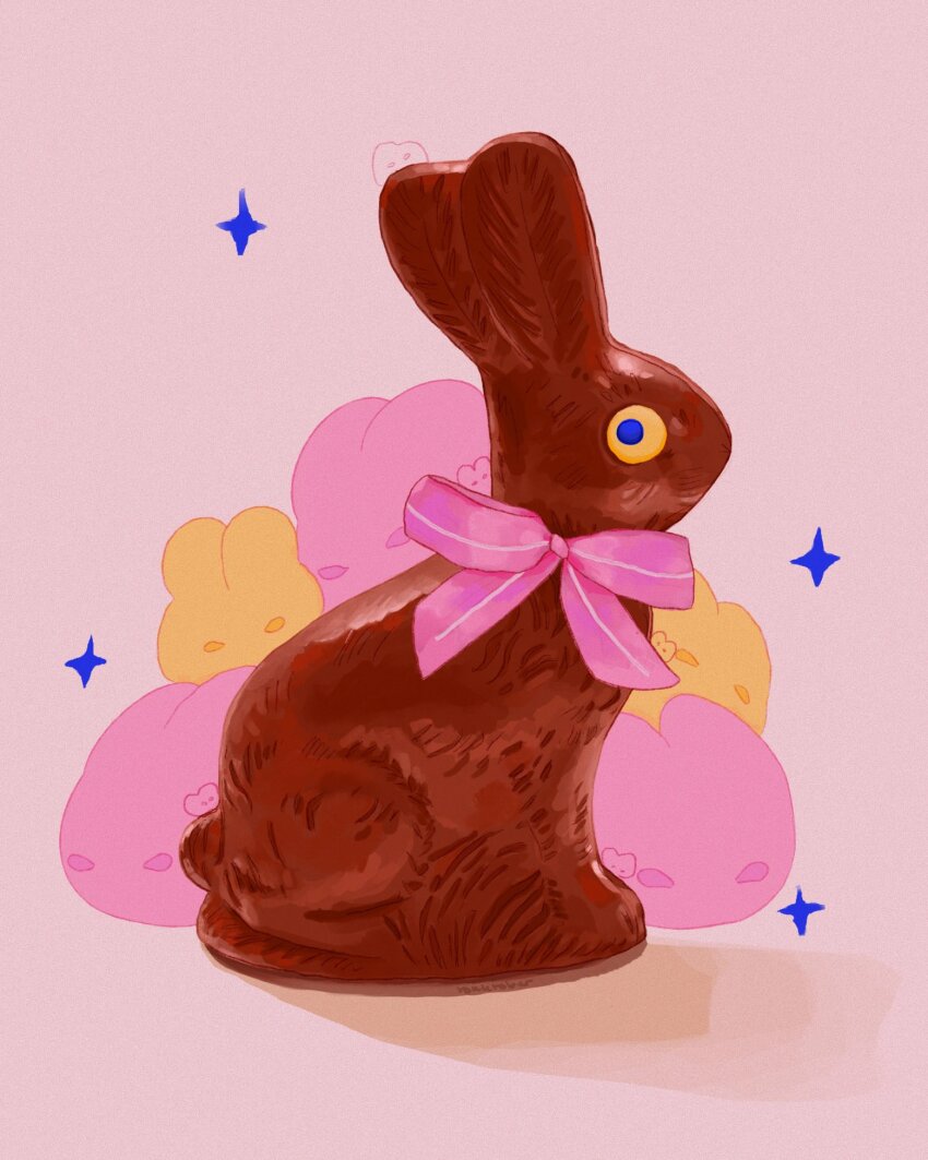 chocolate, chocolate_rabbit, commentary, english_commentary, food, food_focus, highres, no_humans