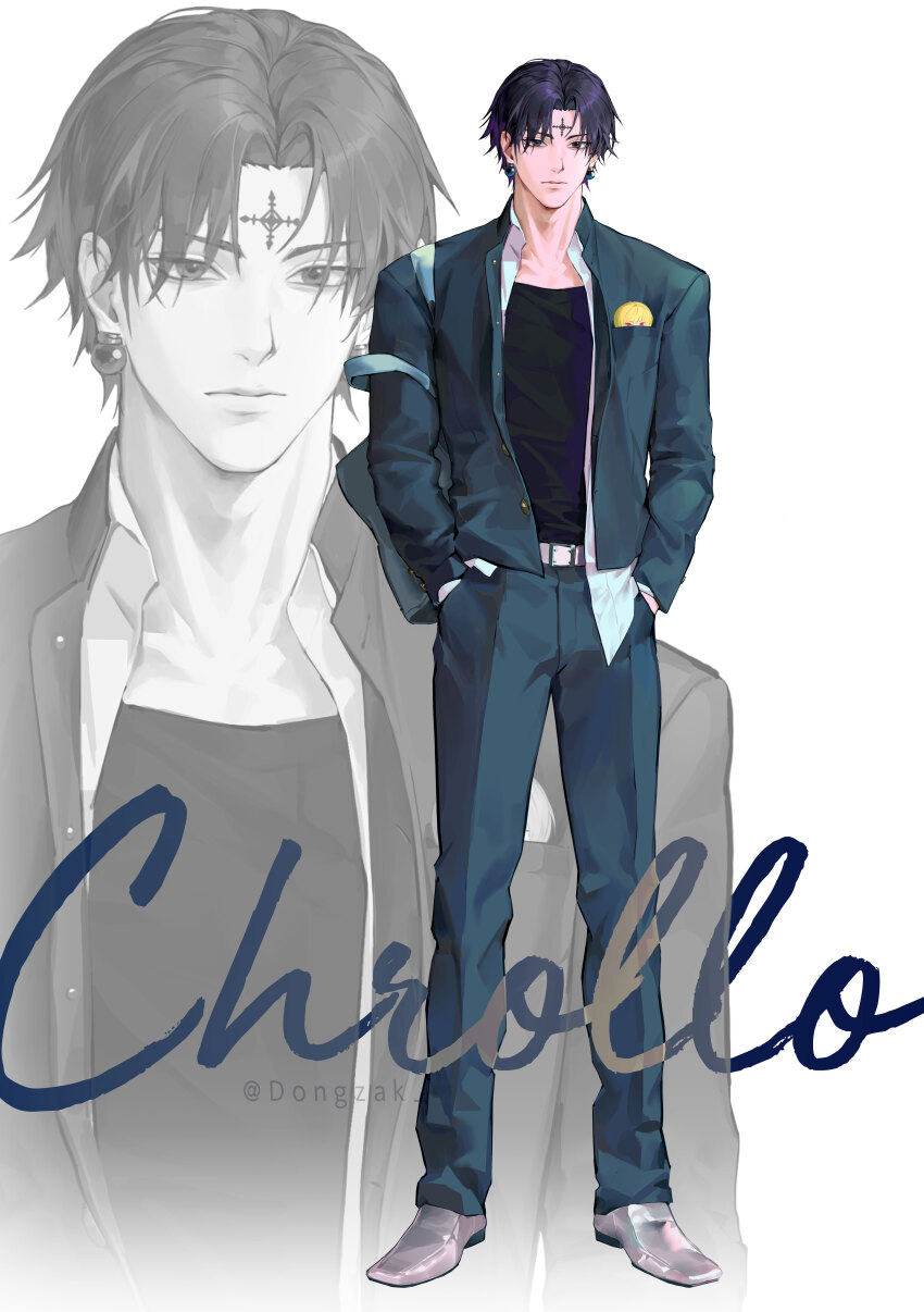 1boy, 1girl, absurdres, bag, black_hair, black_shirt, blonde_hair, blue_gakuran