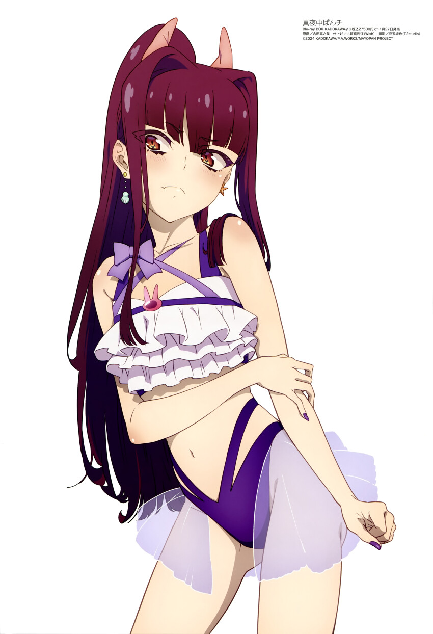 1girl, absurdres, bikini, fang, gouda_masami, highres, horns, long_hair