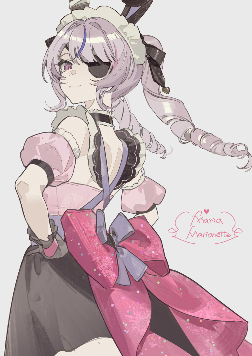 1girl, absurdres, animal_ear_hairband, animal_ears, arm_cuffs, back, back_bow, backless_outfit