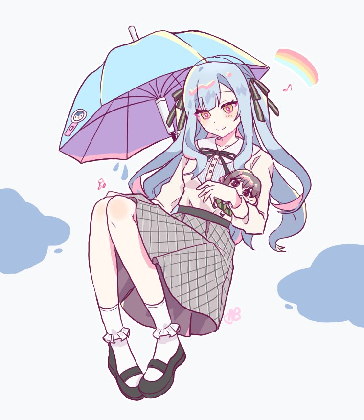 1girl, animal_sticker, ankle_socks, bandaid, bandaid_on_object, bang_dream!, bang_dream!_it's_mygo!!!!!, beamed_sixteenth_notes