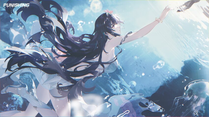 1girl, absurdres, alternate_costume, breasts, commandant_(pgr), flower, hair_flower, hair_ornament